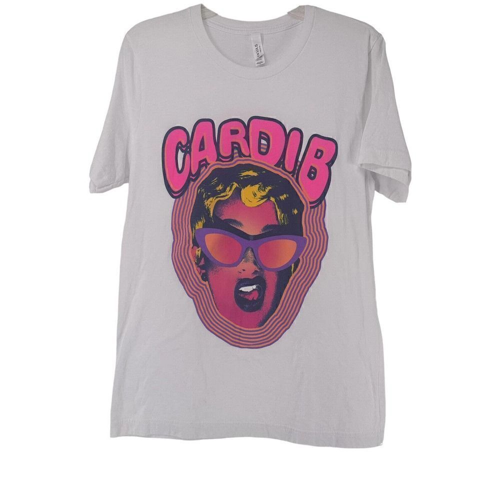 Cardi B Graphic Tee Short Sleeve Womens Size M Band Tee Shirt Hydrolic White Top